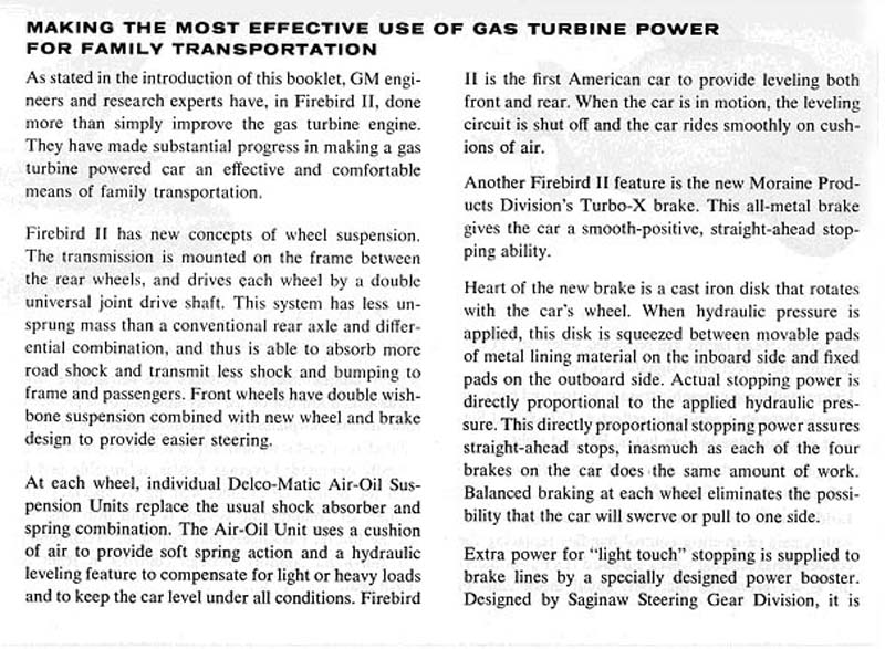 GM FIREBIRD II Family size gas turbine prototype 1956